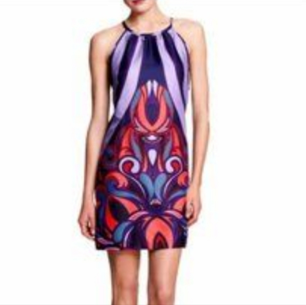 Banana Republic Gorgeous mod print high cut neck dress 12, lined